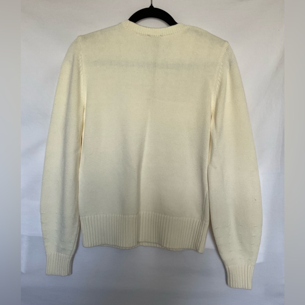 Talbots Cream Crew Neck Sweater with Elegant Lace Detail - Picture 3 of 7